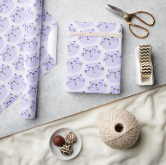 Cute Purple Cats Pattern - Lilac Wrapping Paper
