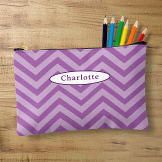 Cute Purple Chevron Modern Pencil Case Accessory Pouch