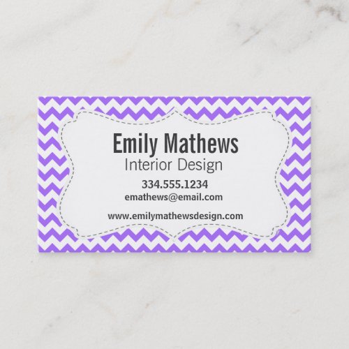 Cute Purple Chevron Pattern Business Card Template