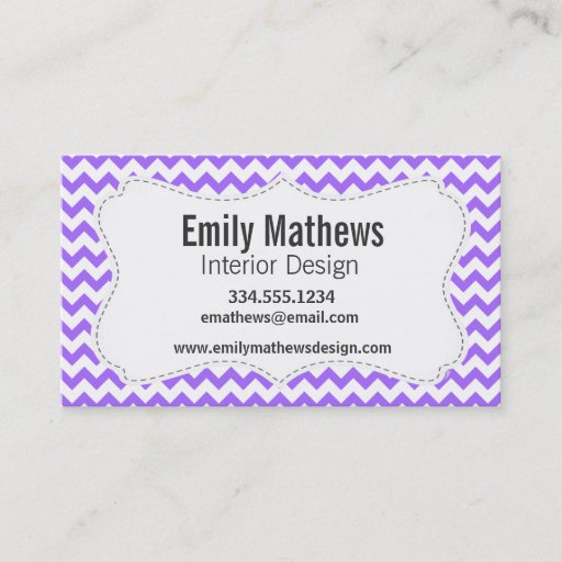 Customizable Cute Purple Chevron Pattern Business Card Template