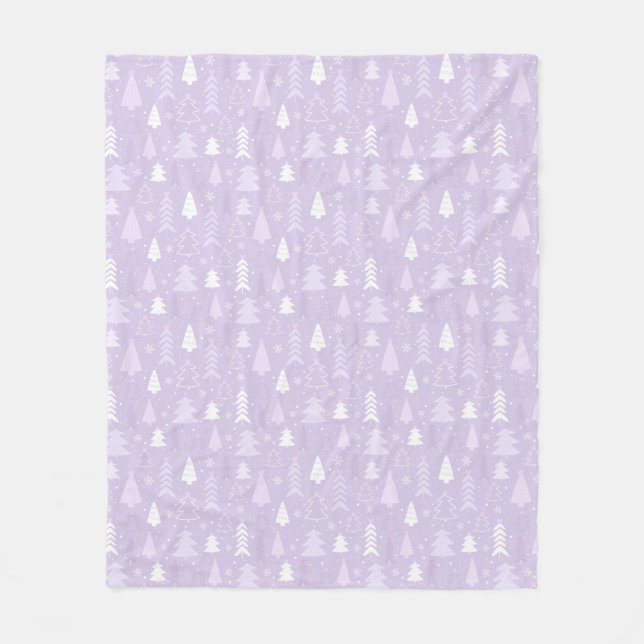 Cute Purple Christmas trees Fleece Blanket (Front)