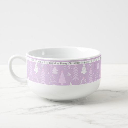 Cute Purple Christmas trees Personalized Soup Mug