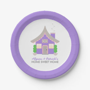 Cute Purple Cottage Housewarming Paper Plates