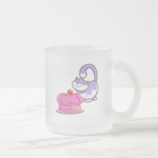 Cute Purple Cupcake Cat Frosted Mug