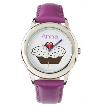 cute purple cupcake personalized design watch