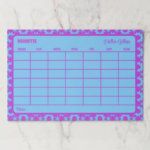 cute purple custom month calendar  paper pad