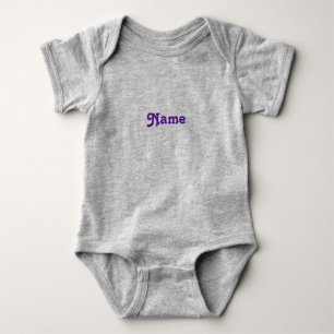 Cute purple custom name text monogram baby bodysuit