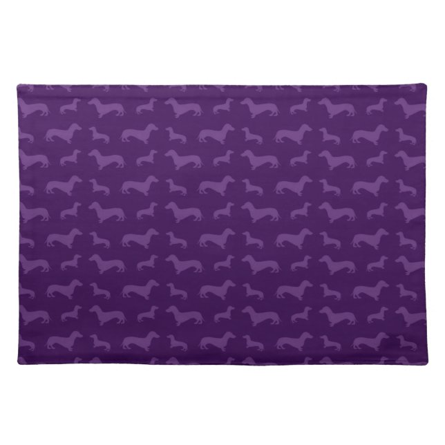 Cute purple dachshund pattern cloth placemat (Front)