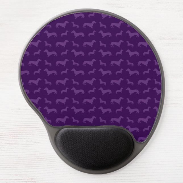 Cute purple dachshund pattern gel mouse pad (Front)