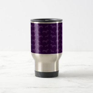 Cute purple dachshund pattern travel mug