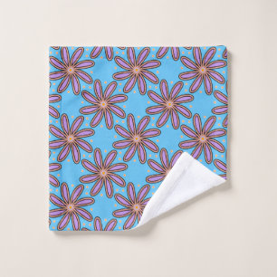 Cute Purple Daisies On Blue Bath Towel Set
