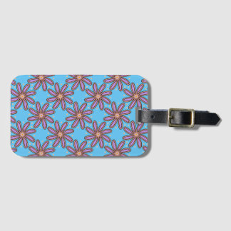 Cute Purple Daisies On Blue Luggage Tag