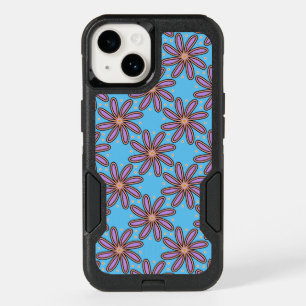 Cute Purple Daisies On Blue OtterBox iPhone 14 Case