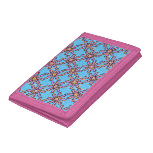 Cute Purple Daisies On Blue Tri-fold Wallet