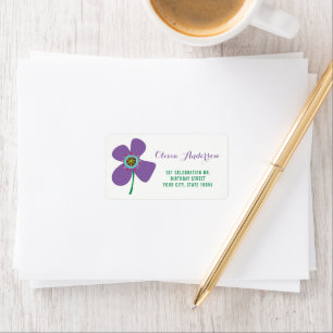 Cute Purple Daisy Pop Chic Birthday Party Address Label