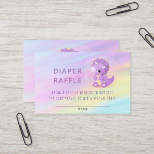 Cute Purple Dinosaur Baby Shower Diaper Raffle Bu Business Card