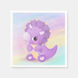 Cute Purple Dinosaur Baby Shower Napkins