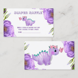 Cute Purple Dinosaur Butterfly Diaper Raffle Business Card