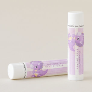 Cute Purple Dinosaur Girl Baby Shower Lip Balm