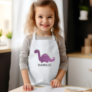 Cute Purple Dinosaur Personalized Kids' Apron