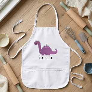 Cute Purple Dinosaur Personalized Kids' Apron