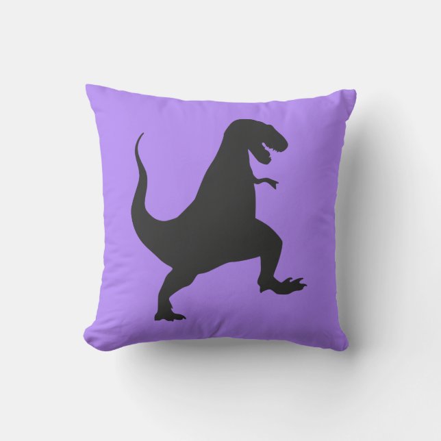 Cute Purple Dinosaur Tyrannosaurus rex Jurassic Throw Pillow (Front)