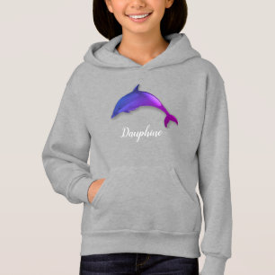 Cute  purple  dolphin  -  add name hoodie