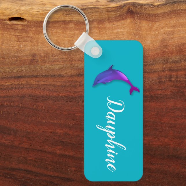 Cute  purple  dolphin  -  add name keychain (Front)