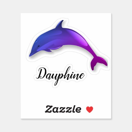 Cute  purple  dolphin  _  add name sticker