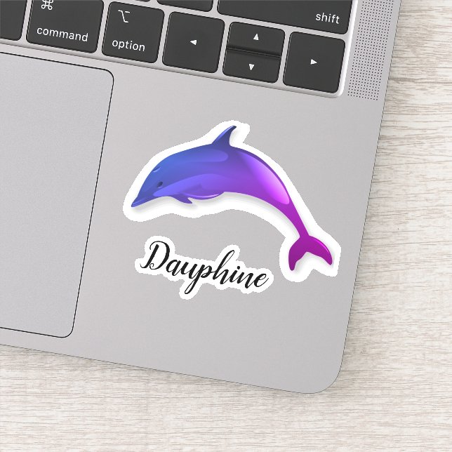 Blue Tribal Wave Dolphin Sticker – 4.15" X 4" – Glossy – Laptop, Car, Cup, Bumper Decal – Real Sticky