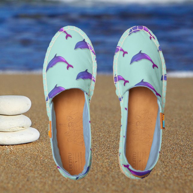 Cute  purple  dolphin pattern in Ubuntu blue Espadrilles (Creator Uploaded)