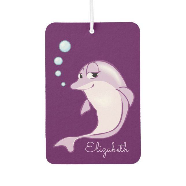 Cute Purple Dolphin Personalized Air Freshener (Front)