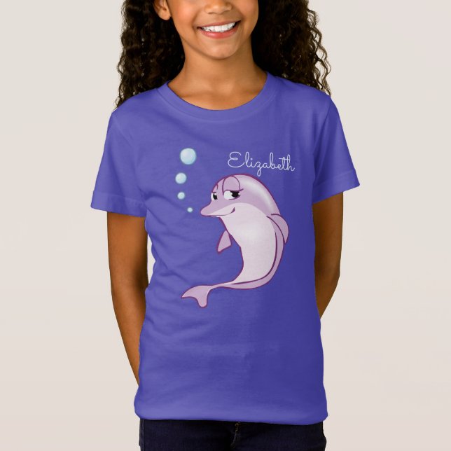 Cute Purple Dolphin Personalized Dark T-Shirt (Front)