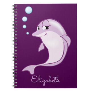 Cute Purple Dolphin Personalized Notebook
