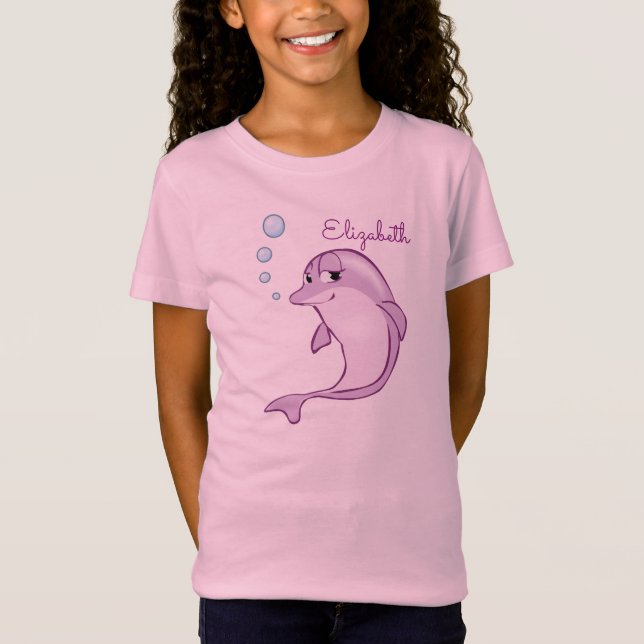 Cute Purple Dolphin Personalized T-Shirt (Front)