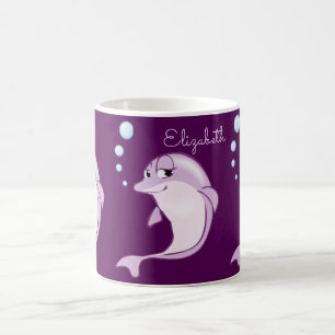 Cute Purple Dolphins Personalized Coffee Mug