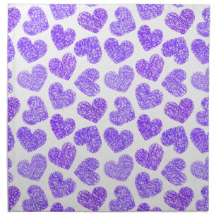 Cute Purple Doodled Heart Valentine's Day Pattern Napkin