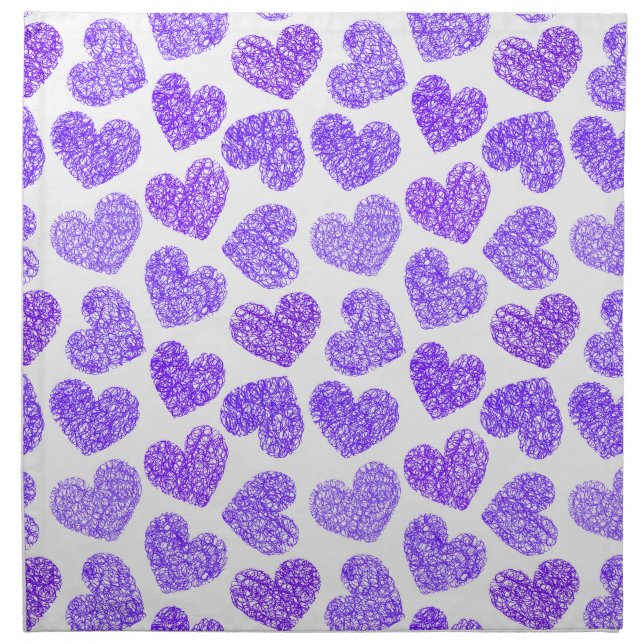 Cute Purple Doodled Heart Valentine's Day Pattern Napkin (Front)