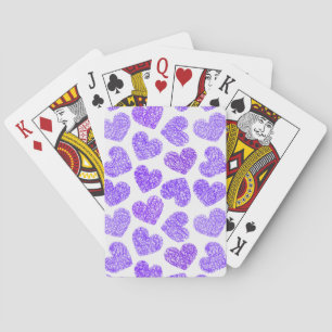 Cute Purple Doodled Heart Valentine's Day Pattern Poker Cards