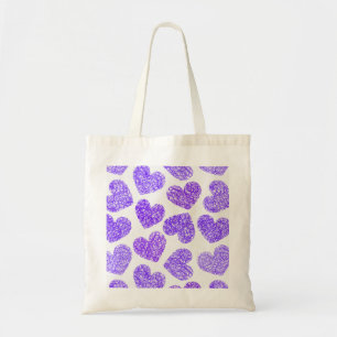 Cute Purple Doodled Heart Valentine's Day Pattern Tote Bag