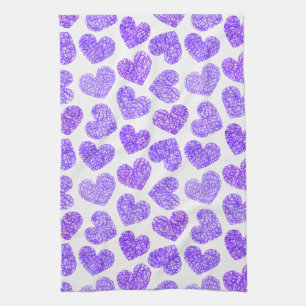 Cute Purple Doodled Heart Valentine's Day Pattern Towel