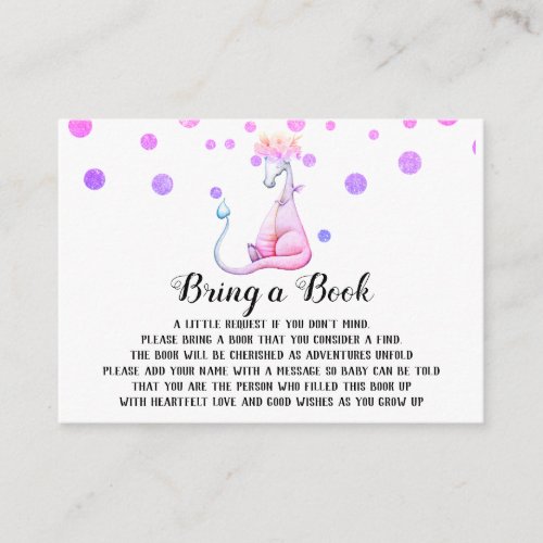 *~* Cute Purple Dragon Baby Girl Bring a Book Enclosure Card