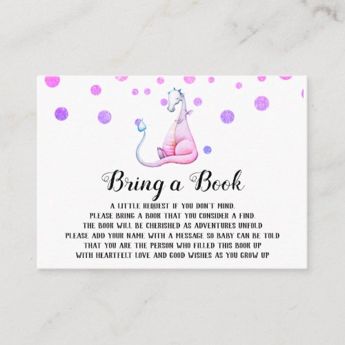 *~* Cute Purple Dragon Baby Shower Bring a Book Enclosure Card