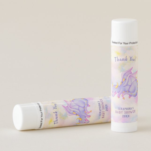 Cute Purple Dragon Baby Shower Favor Lip Balm (Front)