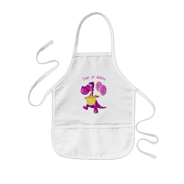 Cute Purple Dragon Cupcake Balloons Personalized Kids' Apron (Front)