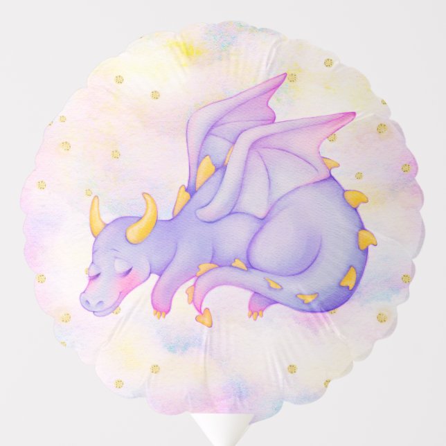 Cute Purple Dragon Girls Baby Shower Balloon (Front)
