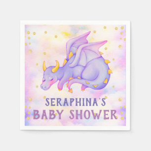 Cute Purple Dragon Girls baby Shower Napkin