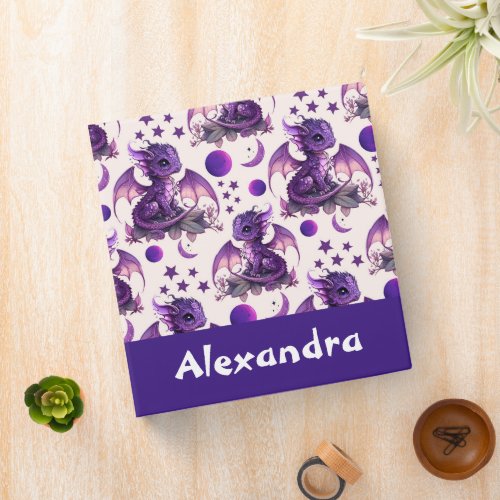 Cute Purple Dragon Personalized 3 Ring Binder Cute Purple Dragon Personalized 3 Ring Binder