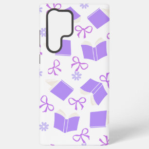 Cute Purple Dreamy Books & Bows Pattern Samsung Galaxy S22 Ultra Case