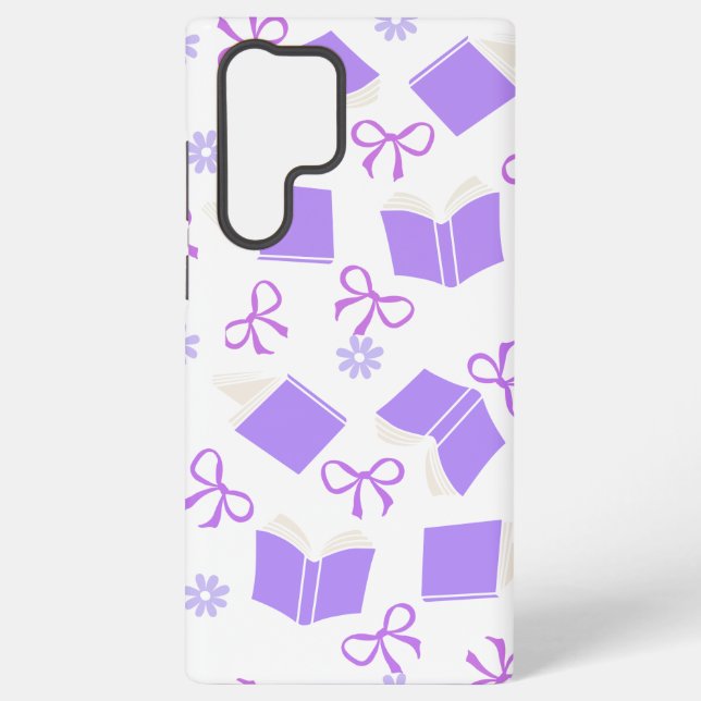 Cute Purple Dreamy Books & Bows Pattern Samsung Galaxy Case (Back)